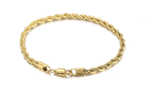 4mm Twisted Rope Silver Plated Ladies Bracelet