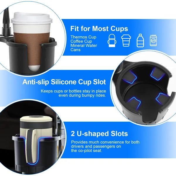 2 In 1 Car Cup Phone Holder Automotive Drink Holder With 360° Rotating Gooseneck Phone Mount Adjustable Base Fit For Most Phones Cups Vehicles