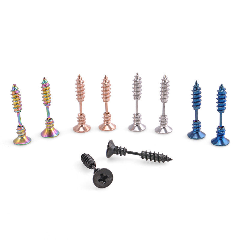 Titanium steel screw earrings