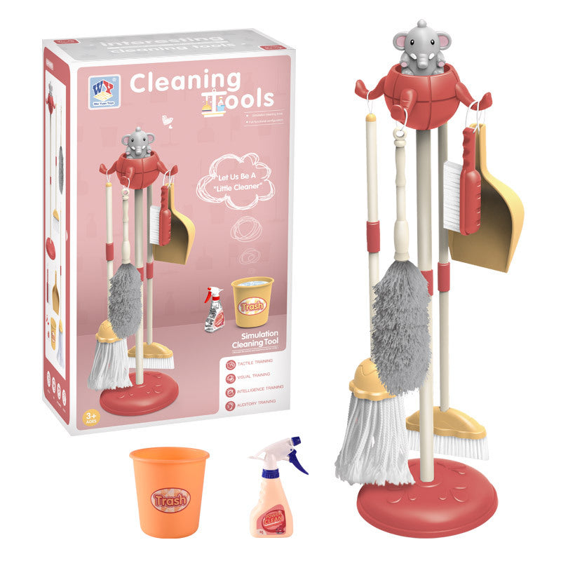 Kids Housework Tool Toys Plastic Cartoon Pretend Play Cleaning Broom Mop Brush Set Educational Toys For Children Gift