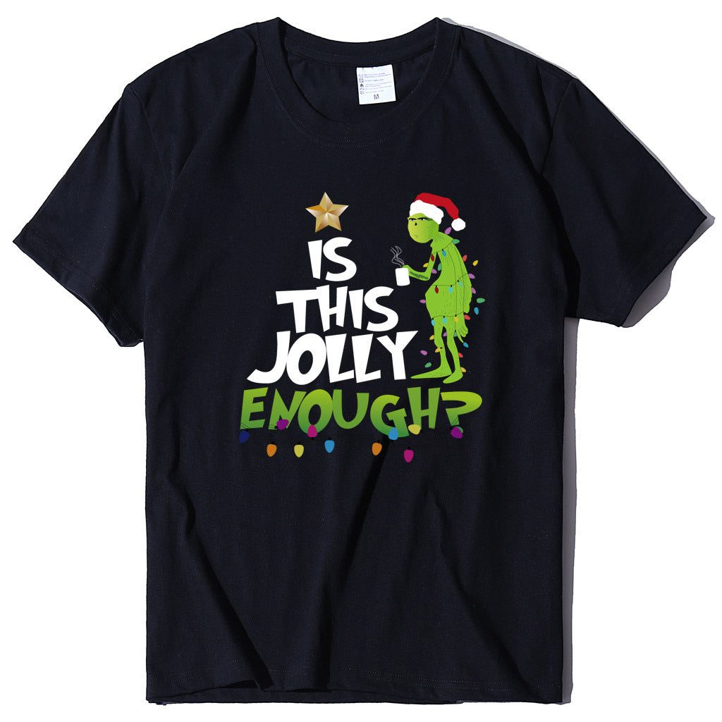 Green Man English Printed Short Sleeve T-shirt Casual Women's T-shirt Fashion Women's Top Loose T-shirt