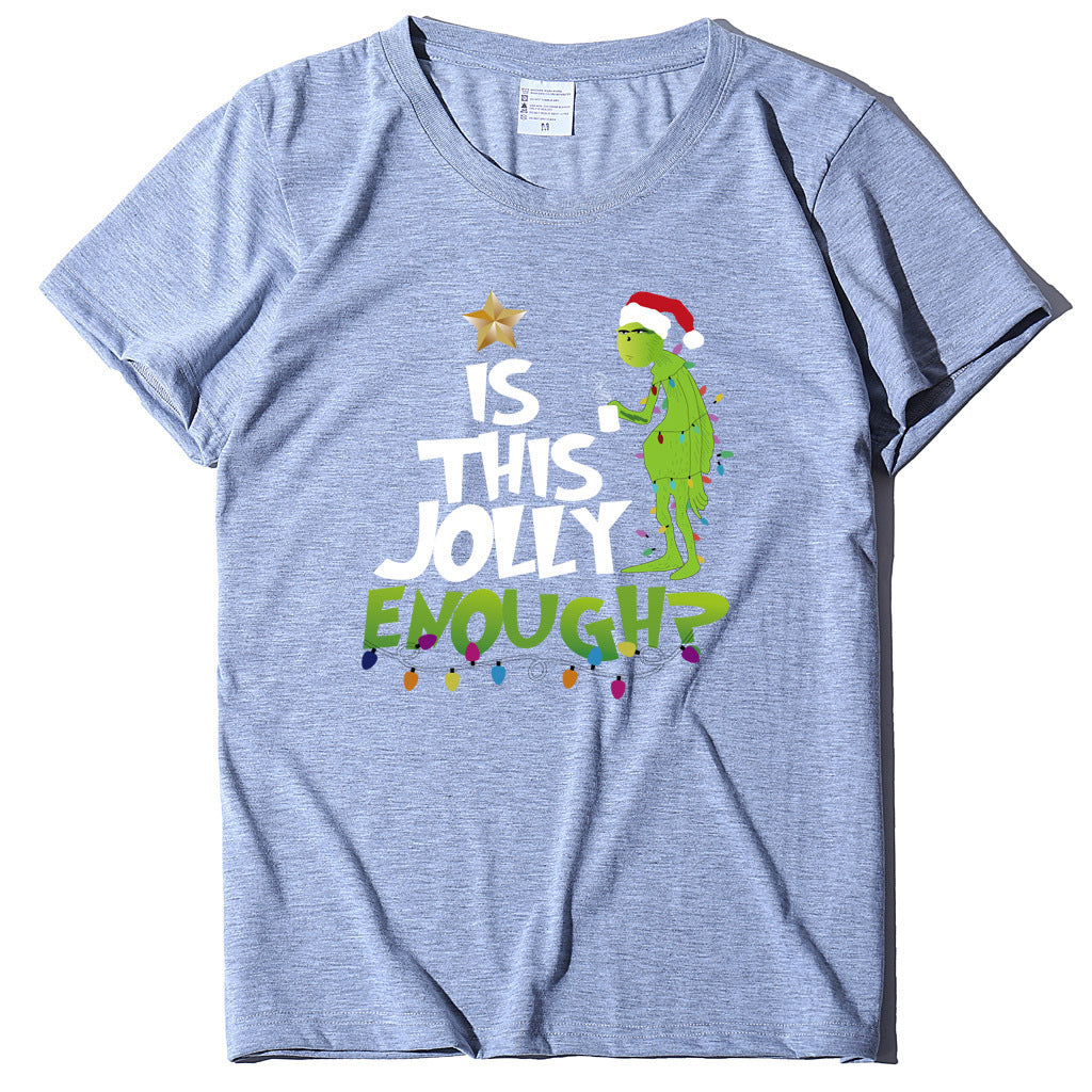 Green Man English Printed Short Sleeve T-shirt Casual Women's T-shirt Fashion Women's Top Loose T-shirt