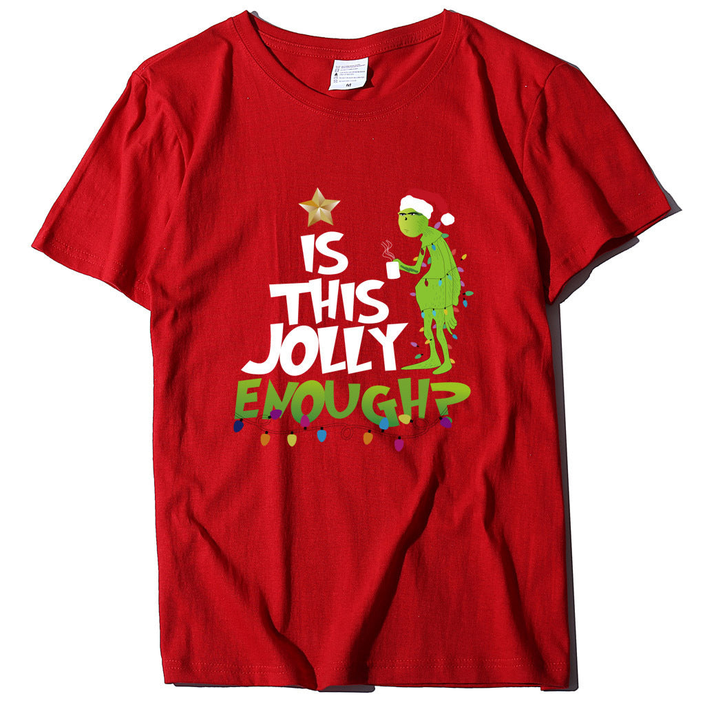 Green Man English Printed Short Sleeve T-shirt Casual Women's T-shirt Fashion Women's Top Loose T-shirt