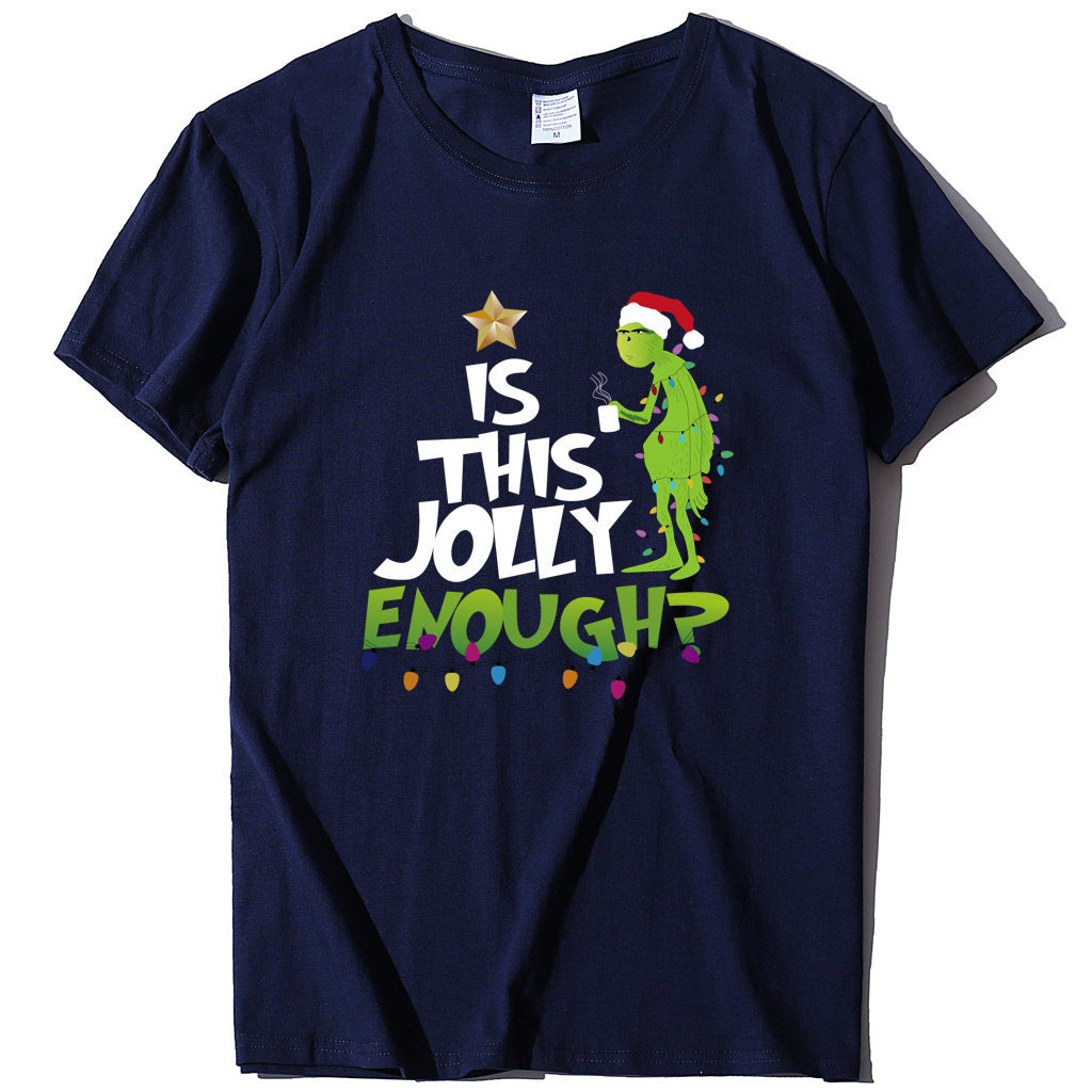 Green Man English Printed Short Sleeve T-shirt Casual Women's T-shirt Fashion Women's Top Loose T-shirt