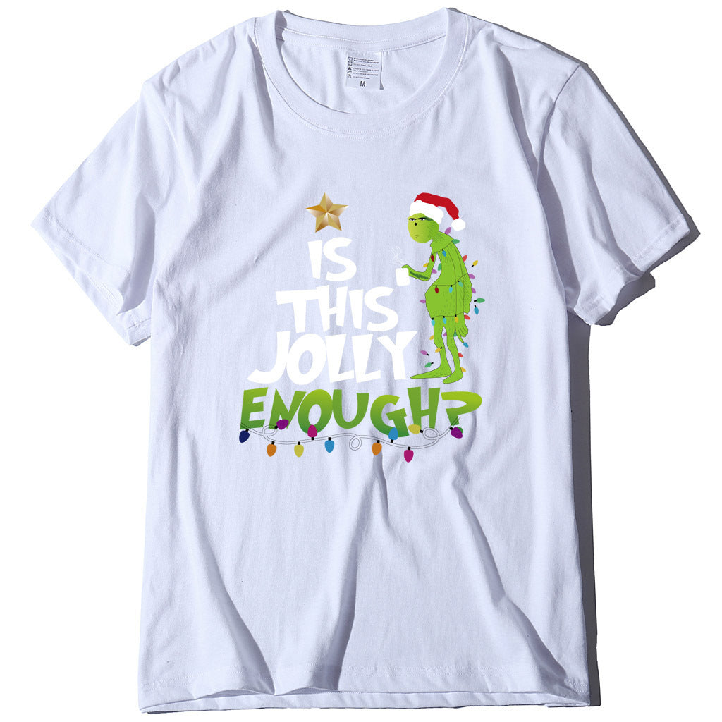 Green Man English Printed Short Sleeve T-shirt Casual Women's T-shirt Fashion Women's Top Loose T-shirt