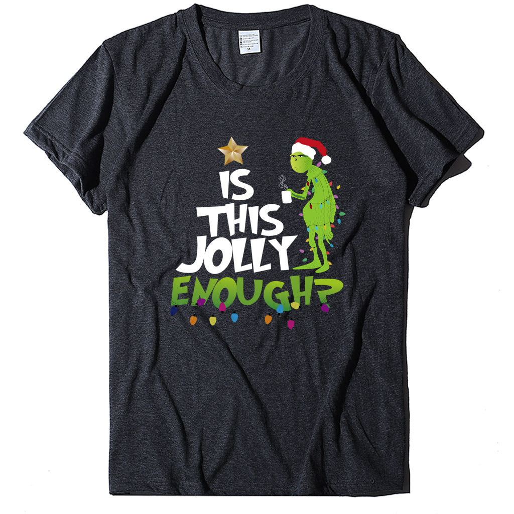 Green Man English Printed Short Sleeve T-shirt Casual Women's T-shirt Fashion Women's Top Loose T-shirt