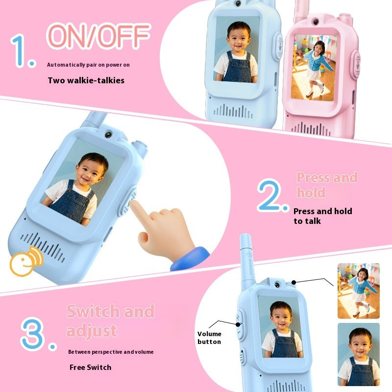 Mini Video Wireless Walkie Talkies For Kids Handheld 2 Pack Rechargeable Intercom Cam Outdoor Family Games Gift For Boys Girls