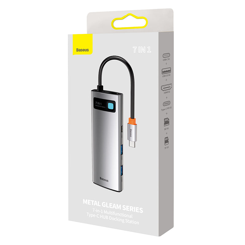 Baseus Metal Gleam Series 7 In 1 Multifunctional Type C HUB Docking Station