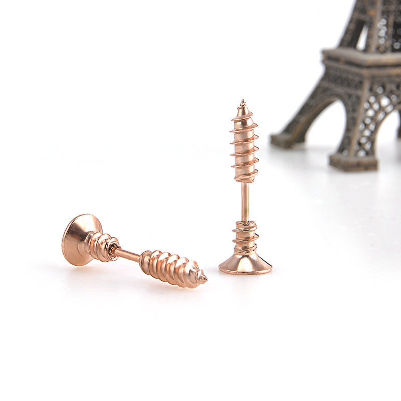 Titanium steel screw earrings