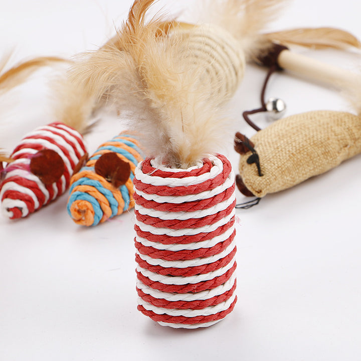 Amazon hotinteractive toy suit foreign trade bell feathers teasing manyand stick toy box suit