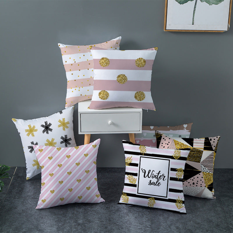 Golden Geometric Printing Sofa Pillowcase Cushion Cover