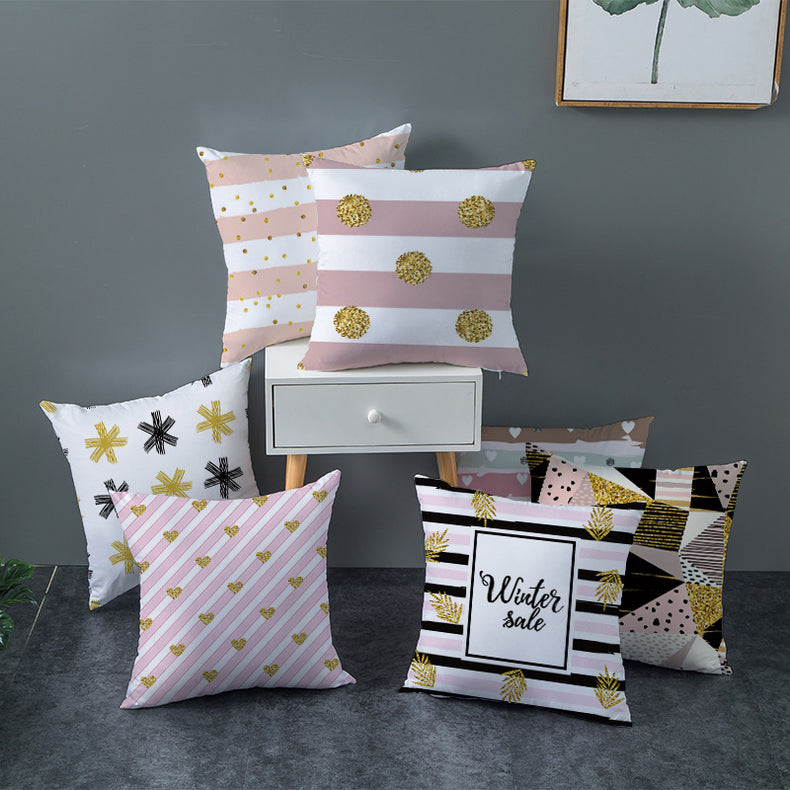 Golden Geometric Printing Sofa Pillowcase Cushion Cover