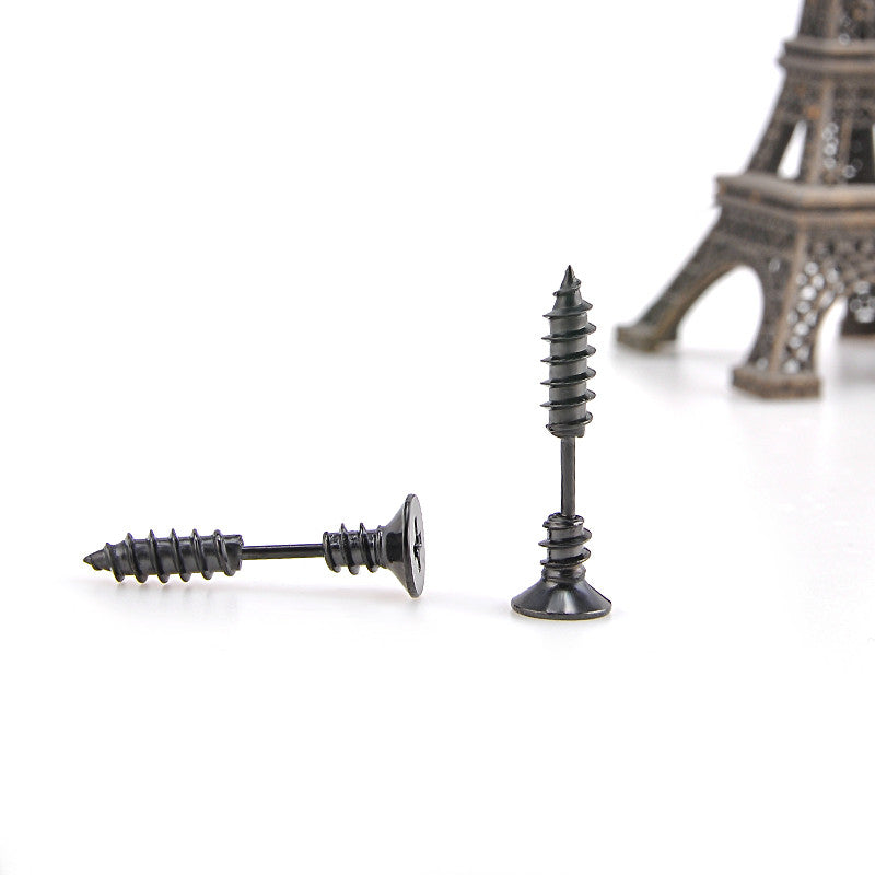 Titanium steel screw earrings