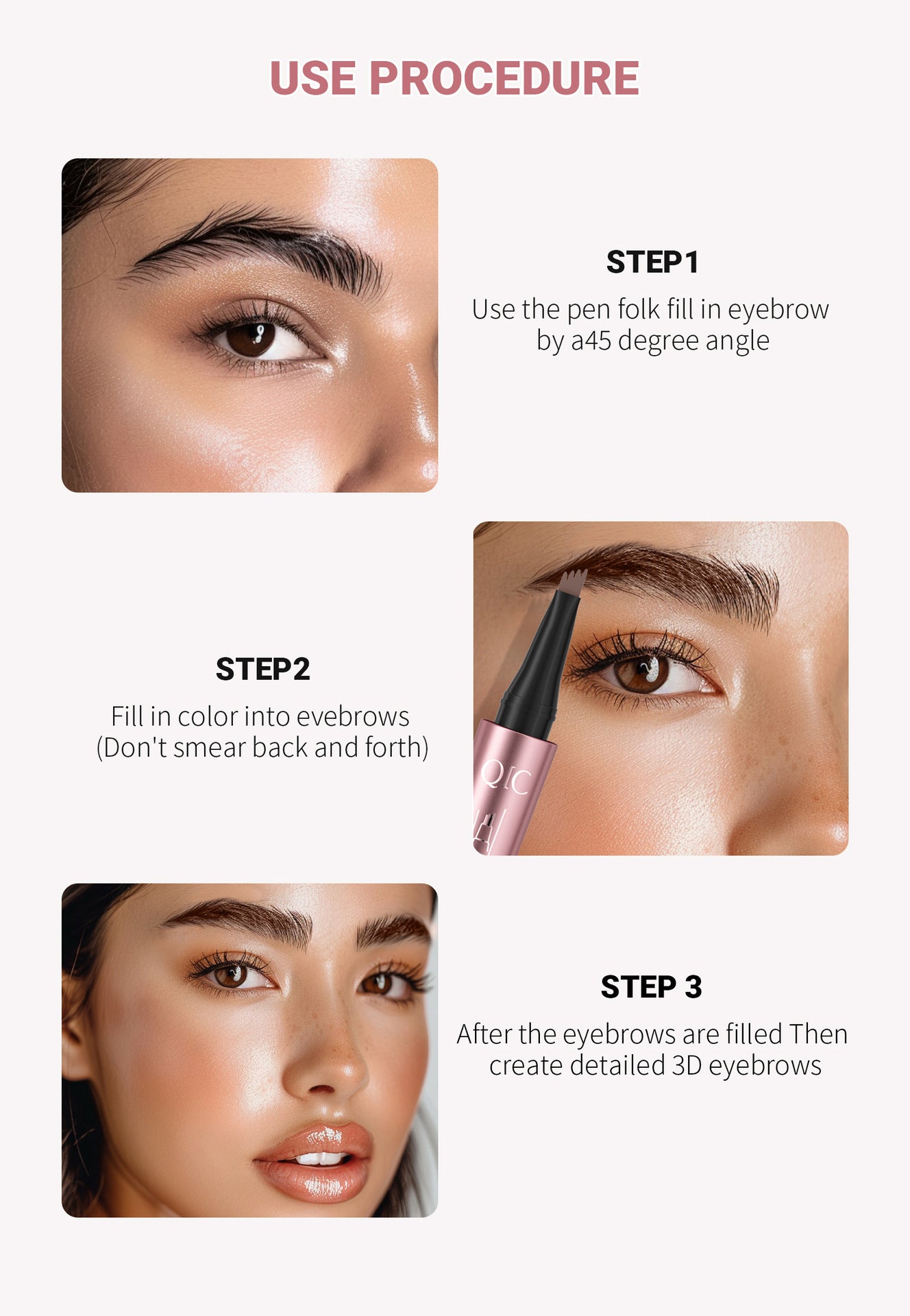Waterproof And Smooth Not Smudge Four-fork Liquid Eyebrow Pencil