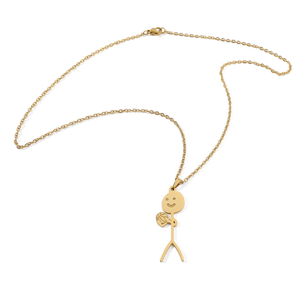 Funny Design Sense Basketball Little Man Necklace Fashion