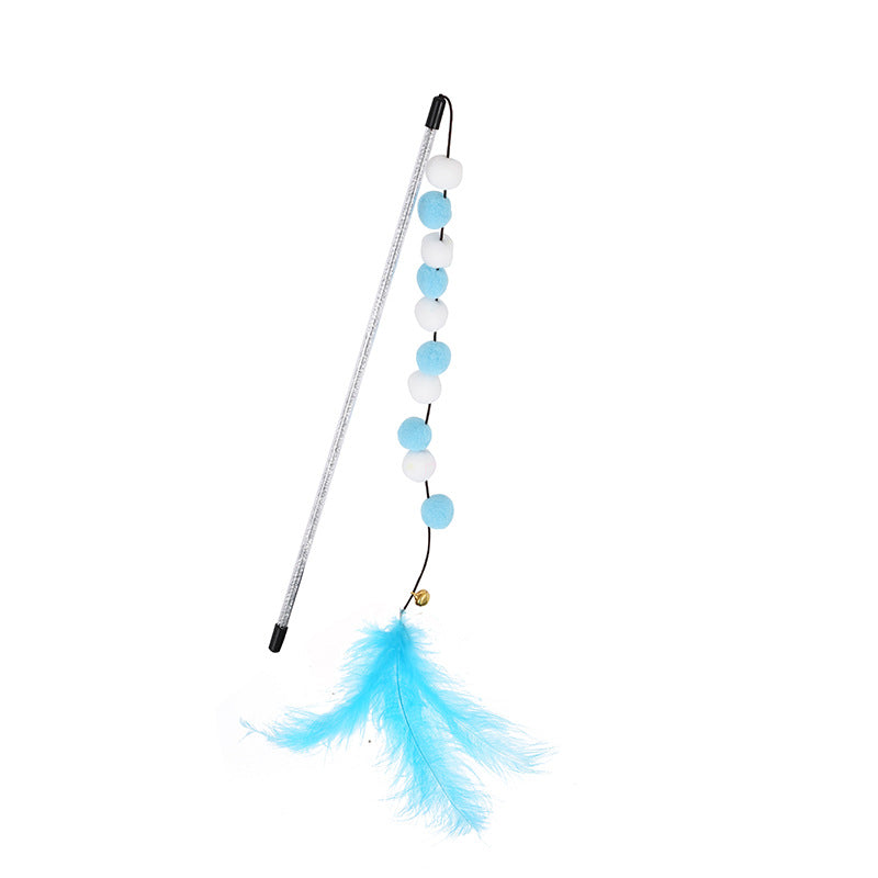 Funny Kitten Cat Teaser Interactive Toy Rod With Bell And Feather Toys For Cats Teaser Interactive Toy Rod Pet Cats Toys Stick