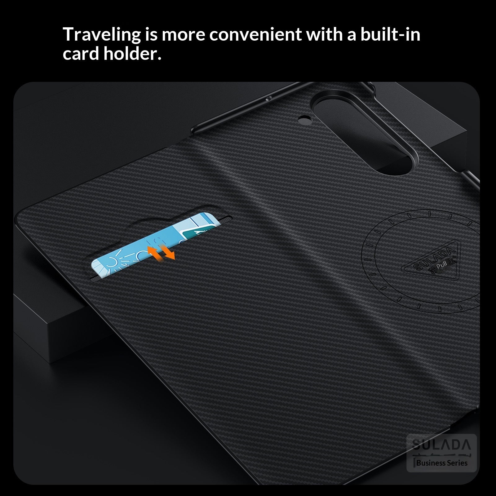 Carbon-fiber Leather Flip Case With Magnetic Card Slots For Phones