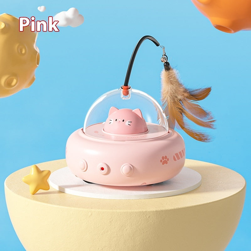 Smart Teaser Cat Toy Electric UFO Cat Teaser Stick With Bell Training Pet Toys Replaceable Feather Interactive Cat Supplies Pet Supplies Pets Products