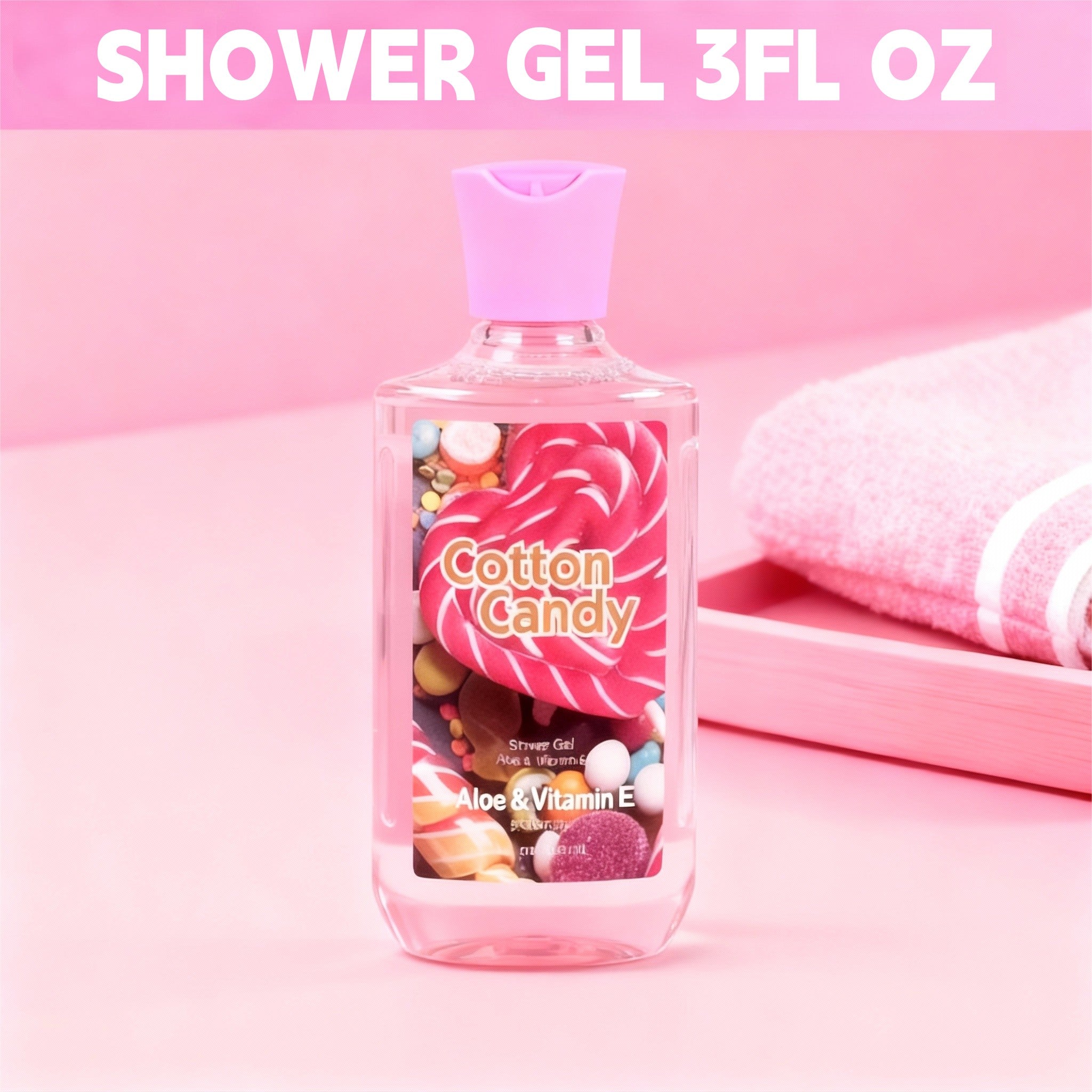 3-Piece Cotton Candy Bath & Body Care Travel Set, Home Spa Gift Set Includes Body Lotion, Shower Gel, And Fragrance Mist, Personal Body Care Travel Set, Birthday Mother's Valentine's Day Gifts