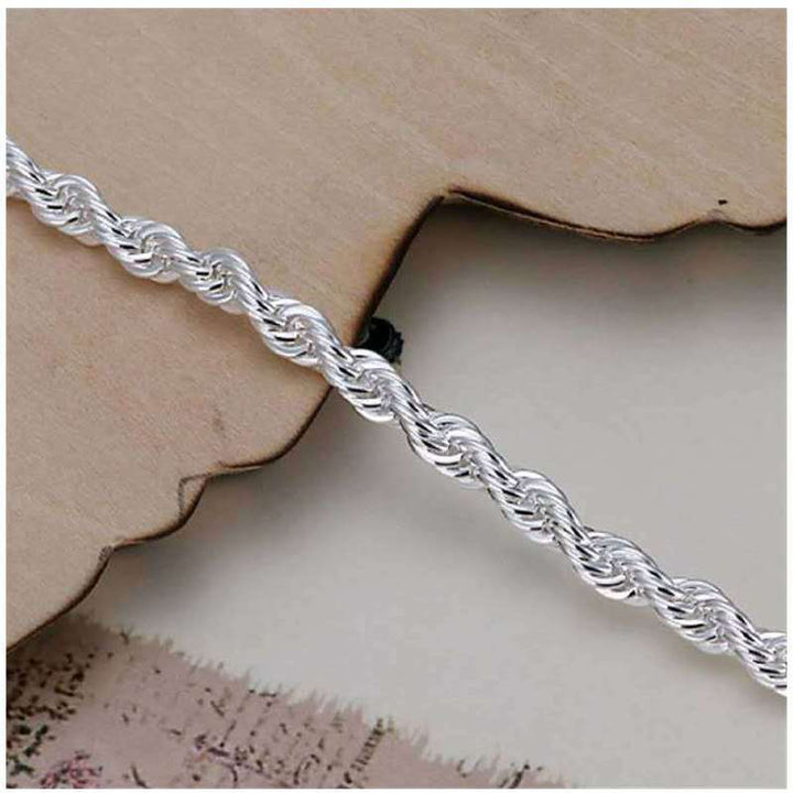 4mm Twisted Rope Silver Plated Ladies Bracelet