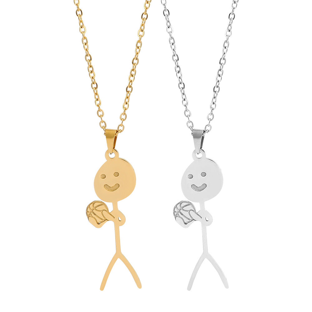 Funny Design Sense Basketball Little Man Necklace Fashion