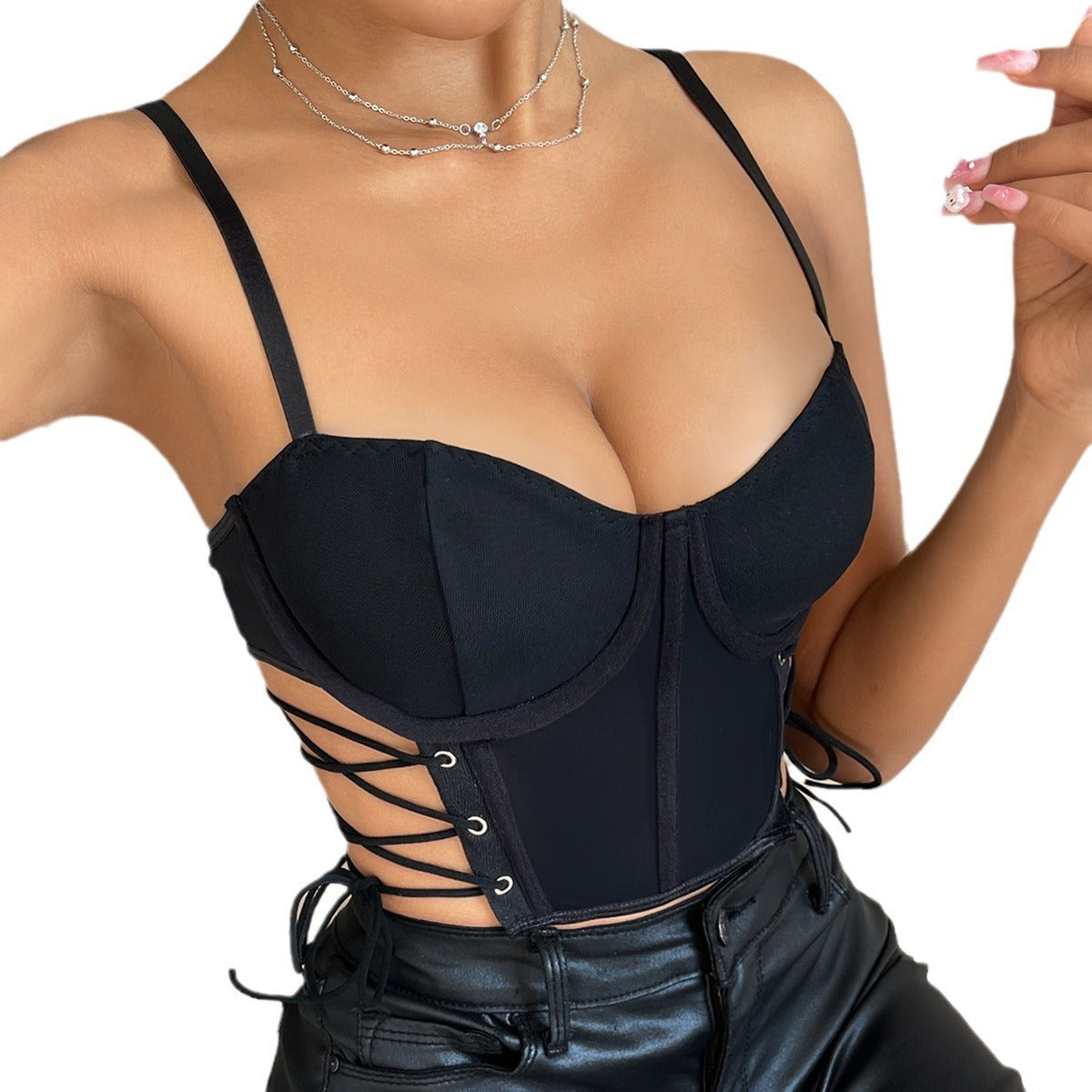 New Street-style Cropped Vest With Hollowed-out Crisscross Straps