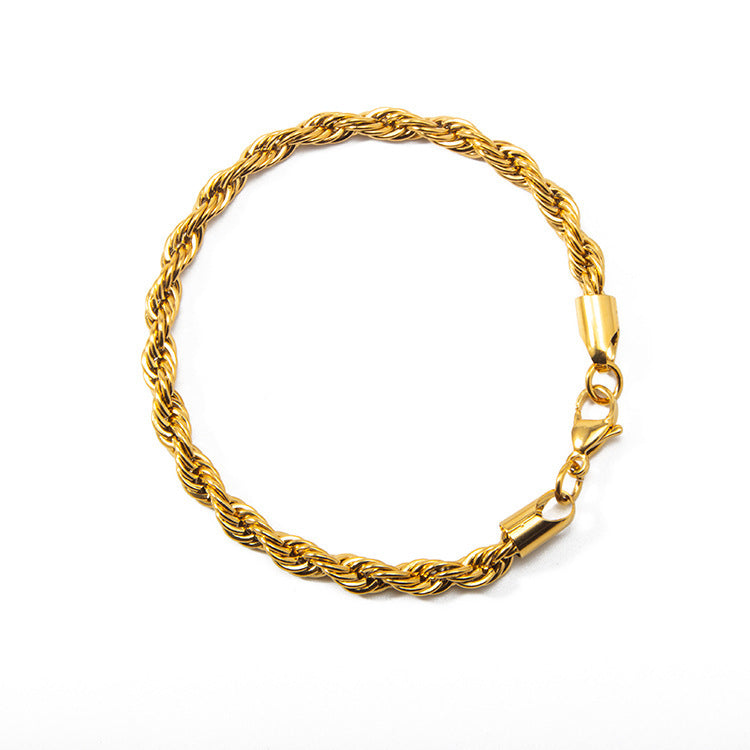 4mm Twisted Rope Silver Plated Ladies Bracelet