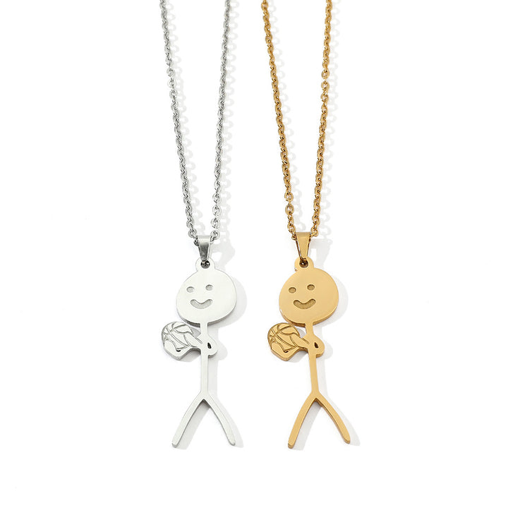 Funny Design Sense Basketball Little Man Necklace Fashion