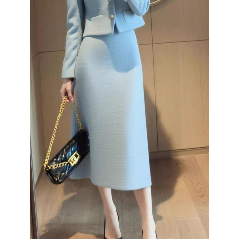 Elegant Coat And Skirt Set For Women