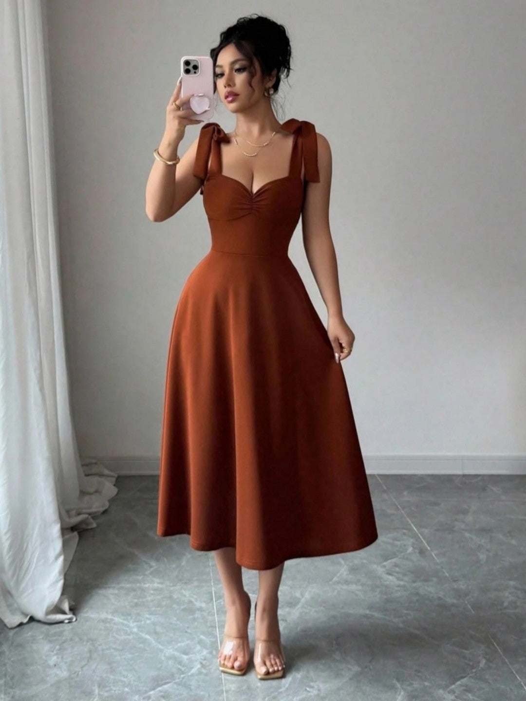 Lace-up Waist-cinching Maxi Dress