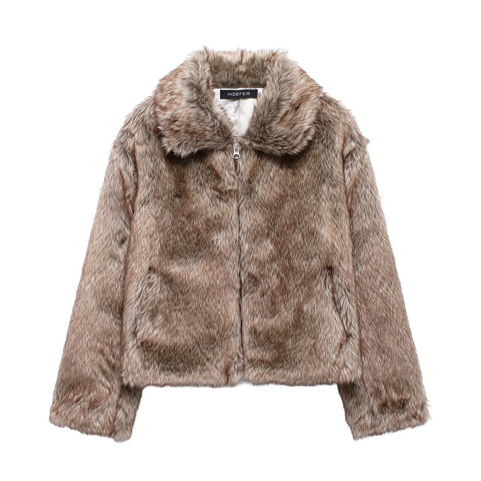 Meifeng Womens Fashion Vintage Preppy-style Mid-century Warm Faux Fur Jacket For Women