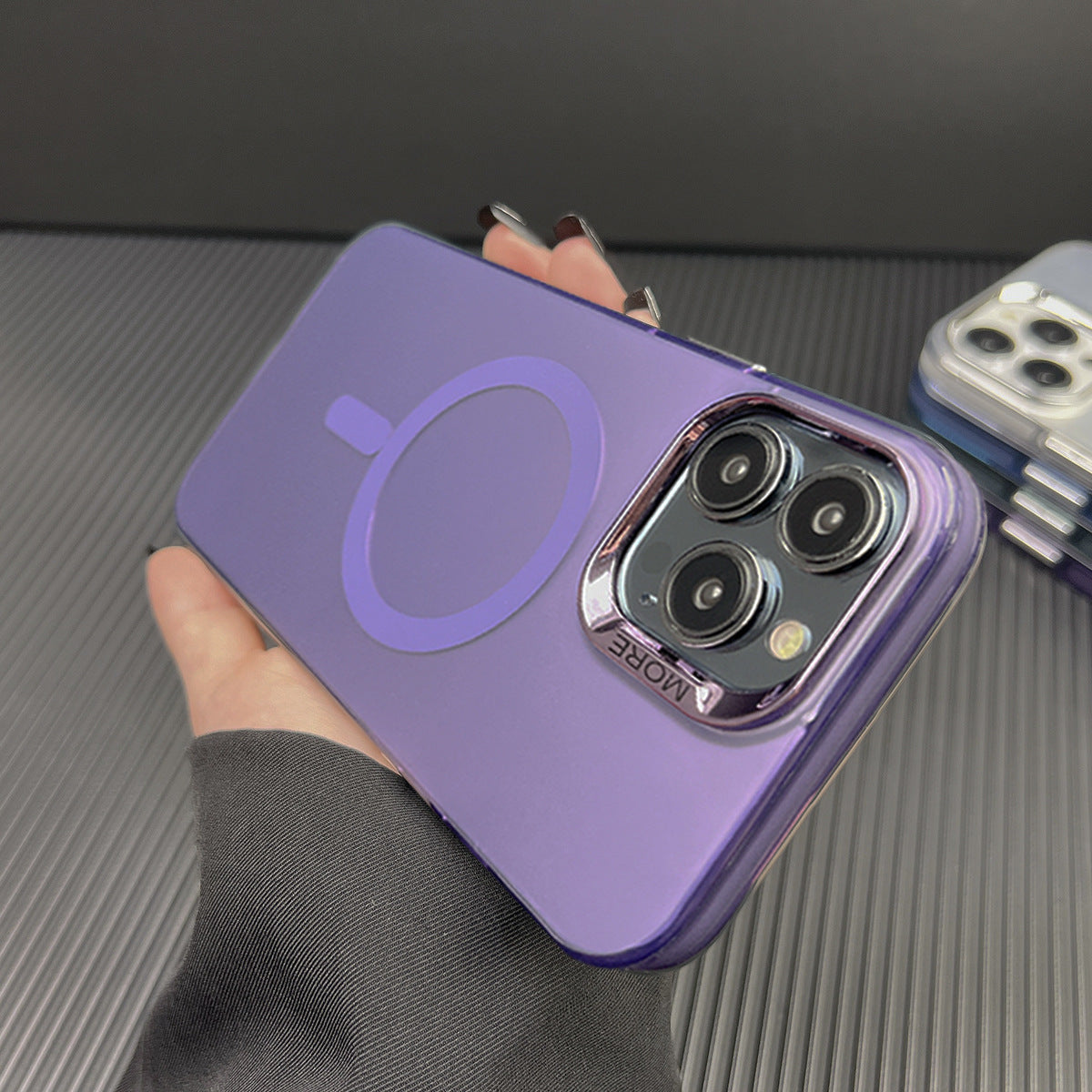 Matte Plating Color Silver Magnetic Suction Phone Case